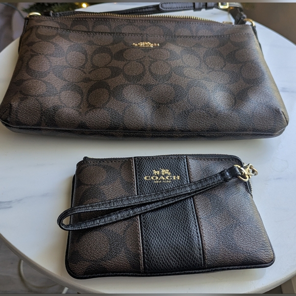 Coach Signature East West Dark Brown Crossbody Leather Bag. - Picture 6 of 14